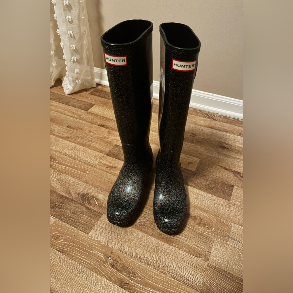 Hunter Sparkling Black Rain Boots